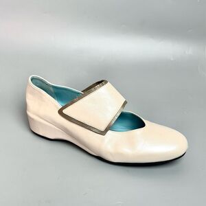 Thierry Rabotin Abra Mary Jane Shoes Leather low Wedge Off White EUR 41 US 10,5